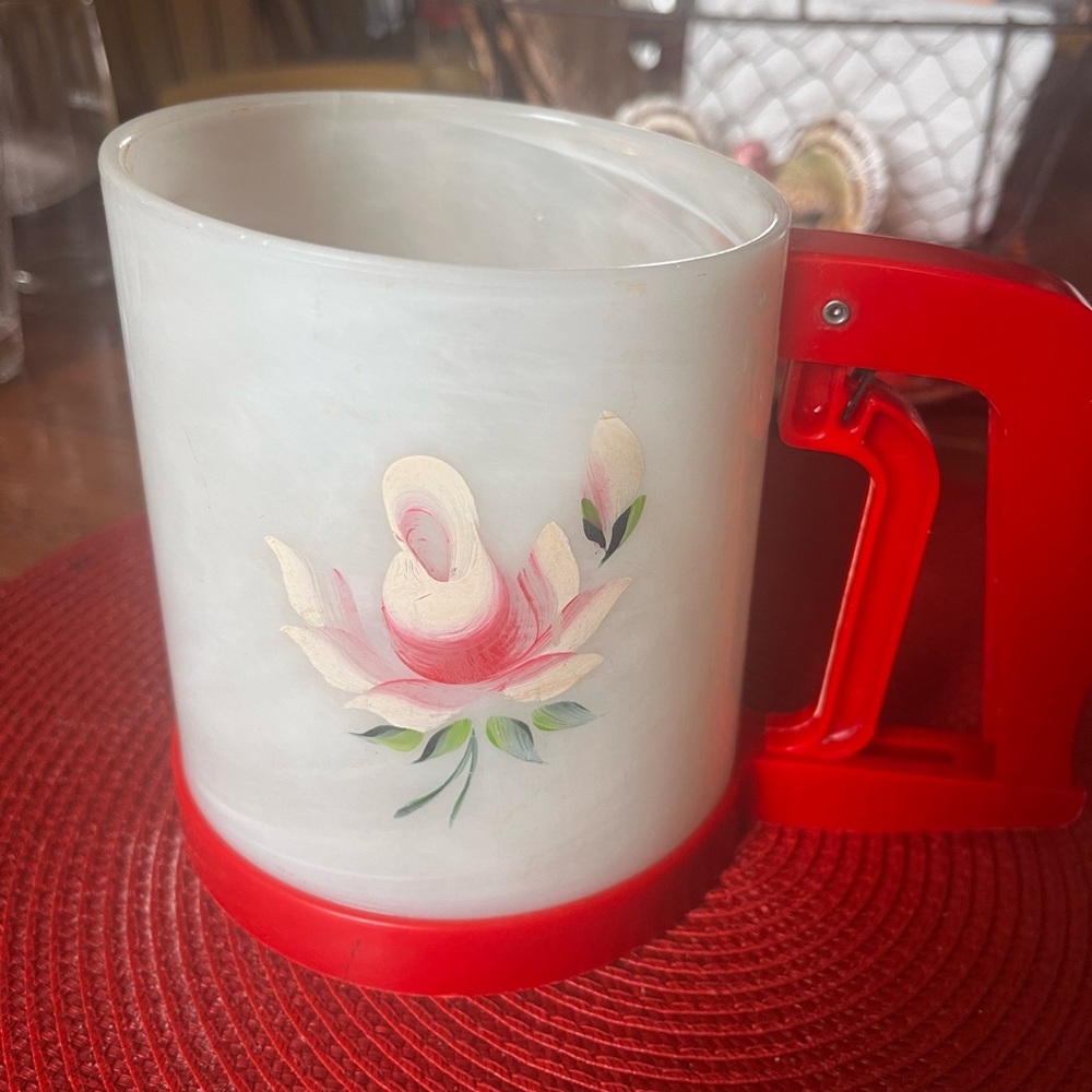 1950s Popeil Brothers Chicago Lustro Ware Rose Plastic Kitchen Flour Sifter .